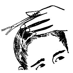 Рис. 38. Снятие волос 'на пальцах' на теменном участке
