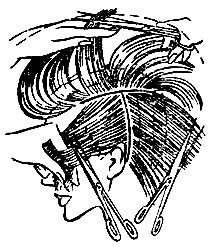 Рис. 39. Положение ножниц при снятии волос 'на пальцах' на различных участках волосяного покрова головы