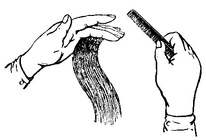 Рис. 21. Положение пальцев левой руки при холодной укладке волн