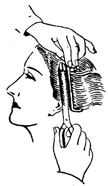 Рис. 67. Завивка волос волнами на левой стороне головы