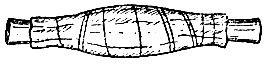 Рис. 106. Завязывание листа пергамента ниткой