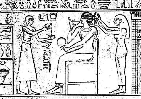 Рис. 2. Женщины-парикмахеры в Древнем Египте (рисунок с пирамиды Рамзеса II)