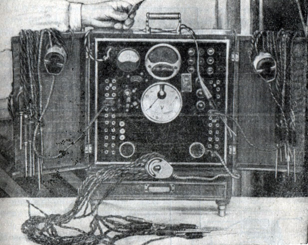 Рис. 60. Аппарат Ф. А. Бахарева внутреннего нагрева для шестимесячной завивки с автоматическим выключателем