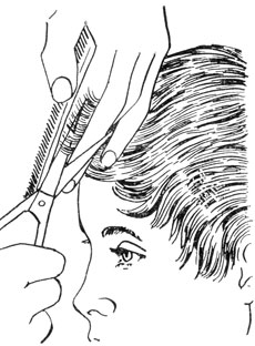 Рис. 26. Обработка первой пряди левого височного участка волос